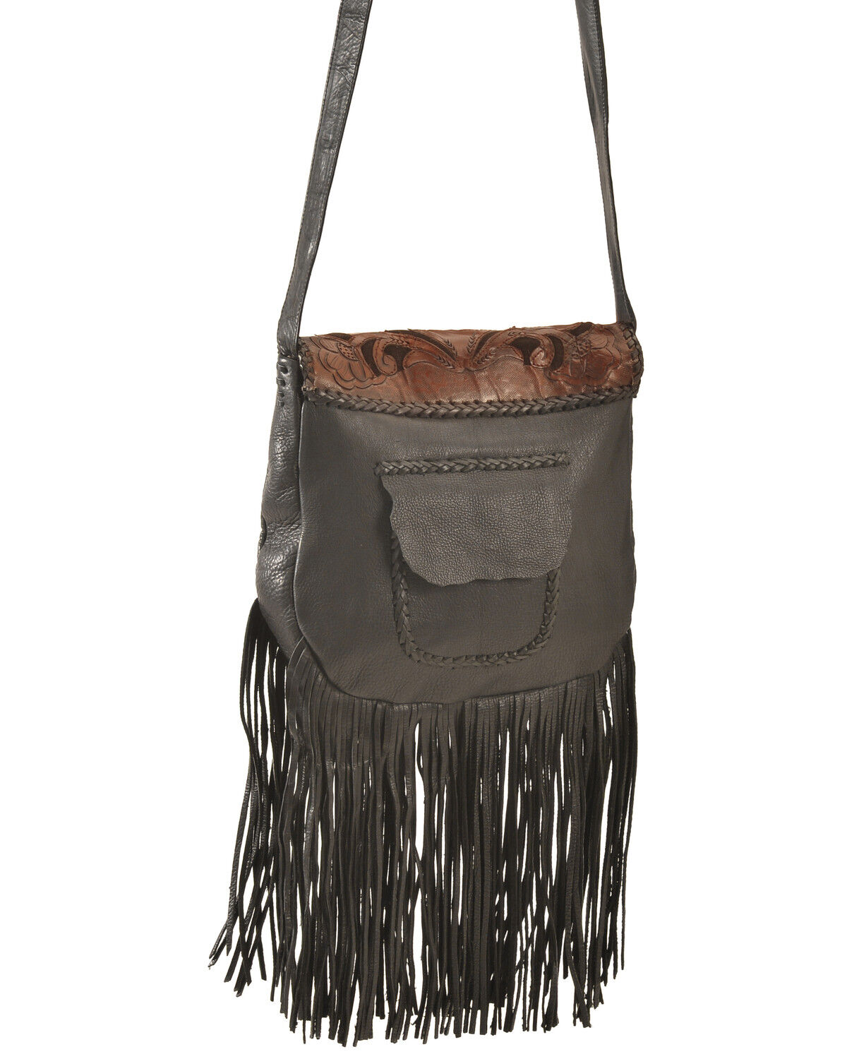Image #3 - Kobler Leather Black Hand-Tooled Antique Finish Bag, Black, hi-res
