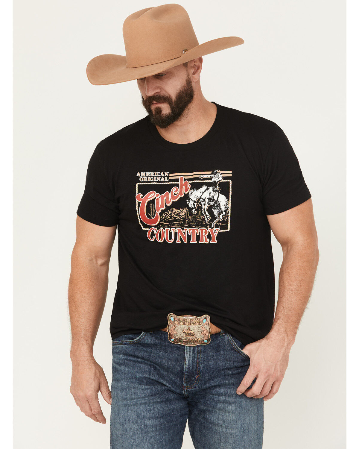 Image #1 - Cinch Men's Country Cowboy Short Sleeve Graphic T-Shirt, Black, hi-res
