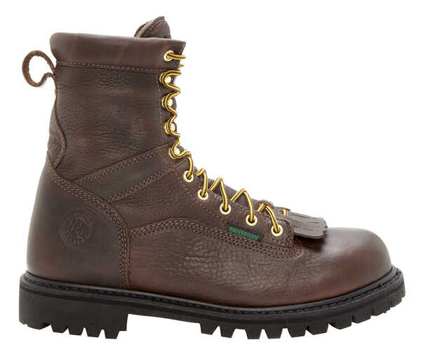 Georgia Boot Men's Waterproof Low Heel Logger Work Boots - Steel Toe, Chocolate, hi-res