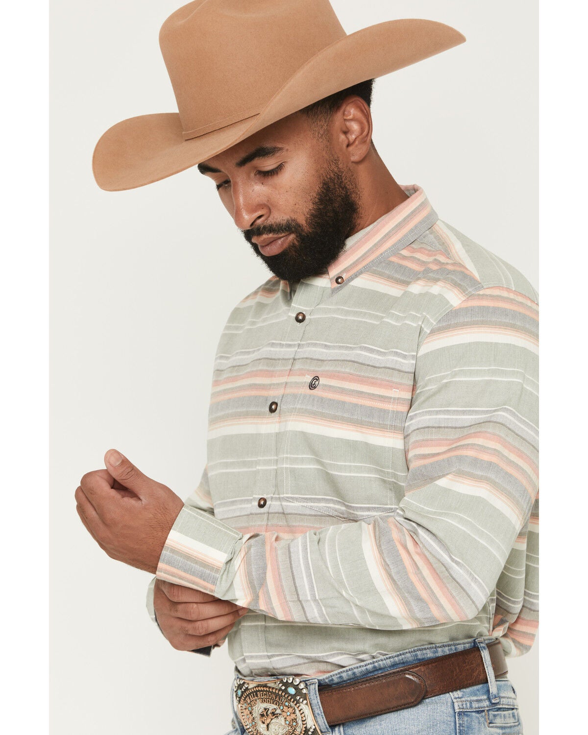 Image #2 - Cody James Men's Harlan Striped Print Long Sleeve Button-Down Western Shirt, Multi, hi-res