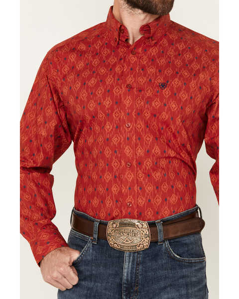 Image #3 - Ariat Men's Parsons Southwestern Print Long Sleeve Button-Down Western Shirt - Tall , Red, hi-res