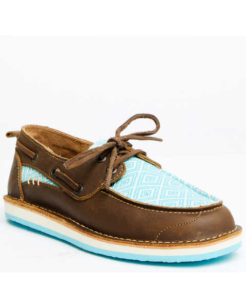 RANK 45 Women's Southwestern Slip-On Casual Shoe - Moc Toe , Turquoise, hi-res