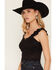 Image #2 - Shyanne Women's Solid Lace Fitted Tank Top, Black, hi-res