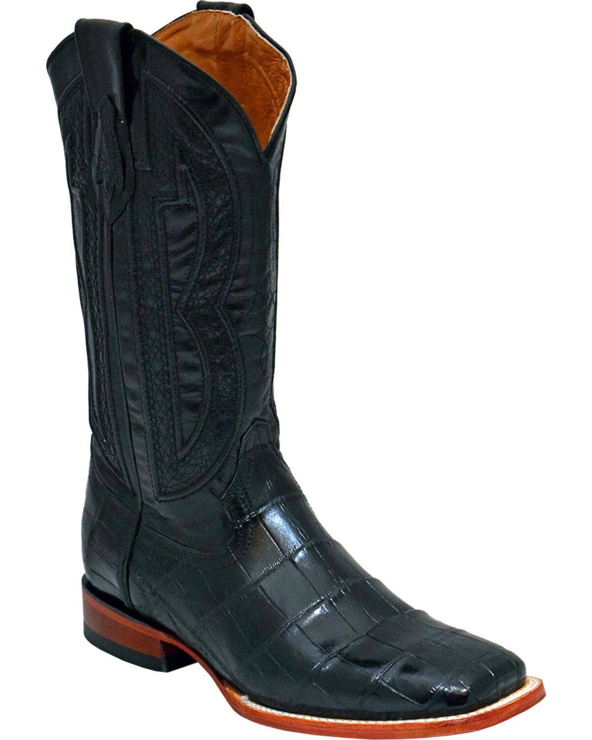 Ferrini Men's Genuine Alligator Belly Western Boots - Broad Square Toe, Black, hi-res