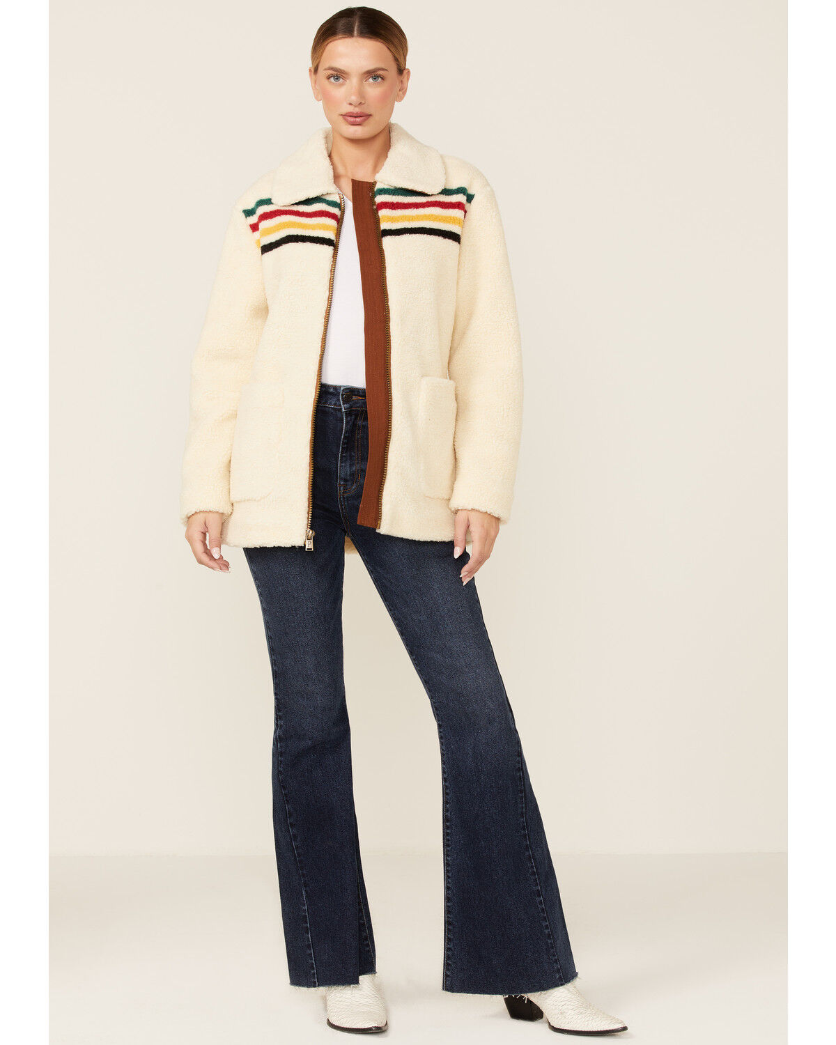 Image #2 - Pendleton Women's Ivory Glacier Sunset Zip-Front Fleece Jacket , , hi-res
