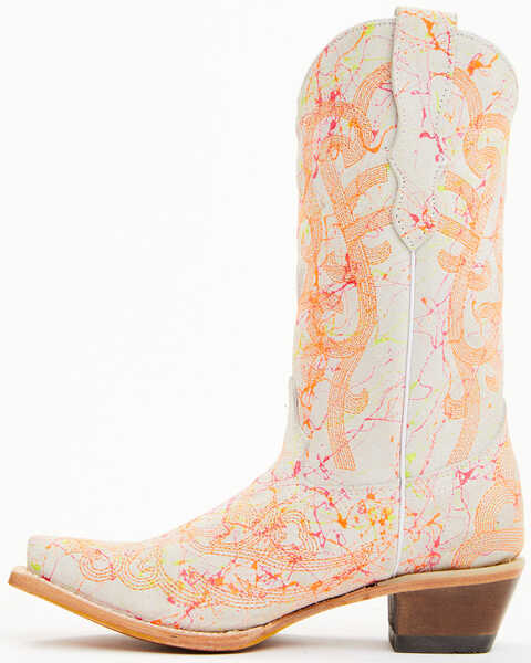 Image #4 - Corral Girls' Neon Blacklight Western Boots - Snip Toe , White, hi-res