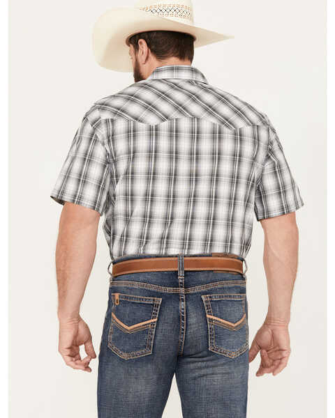 Image #4 - Wrangler Men's Fashion Plaid Print Short Sleeve Snap Western Shirt, Grey, hi-res