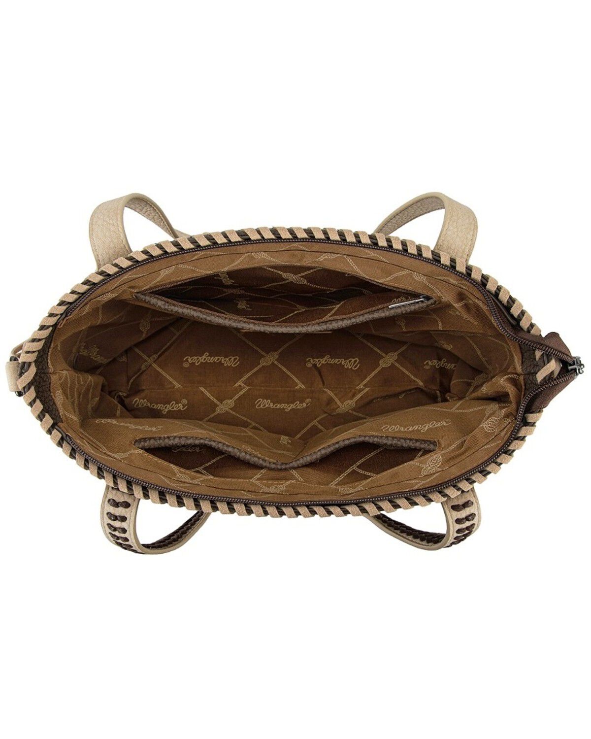 Image #2 - Wrangler Women's Braided Tassel Tote Bag, Coffee, hi-res