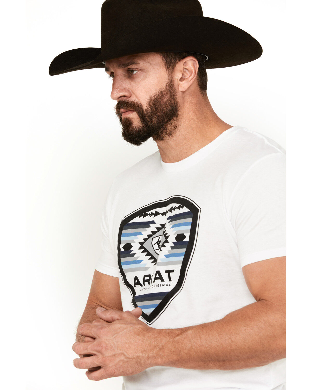 Image #2 - Ariat Men's Boot Barn Exclusive Geo Logo Short Sleeve Graphic T-Shirt, White, hi-res