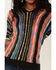 Image #3 - Rock & Roll Denim Women's Serape Stripe Knit Hooded Sweater, Brown, hi-res