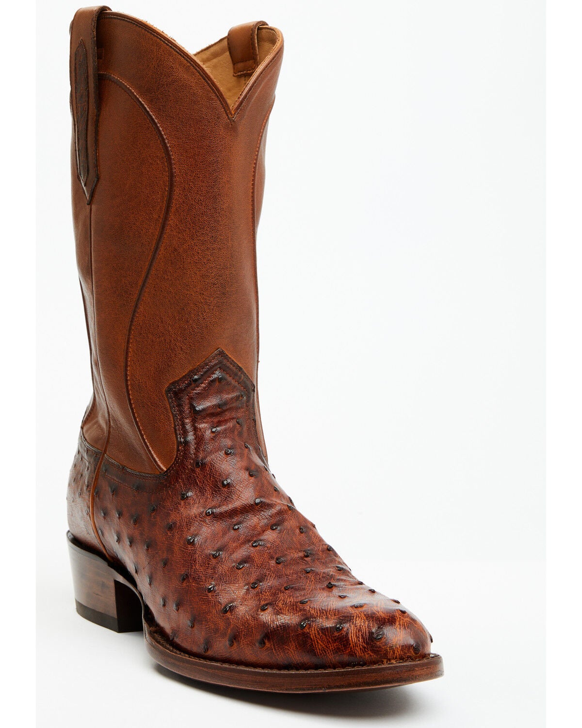 Cody James Black 1978&reg; Men's Chapman Exotic Full-Quill Ostrich Western Boots - Round Toe, Cognac, hi-res