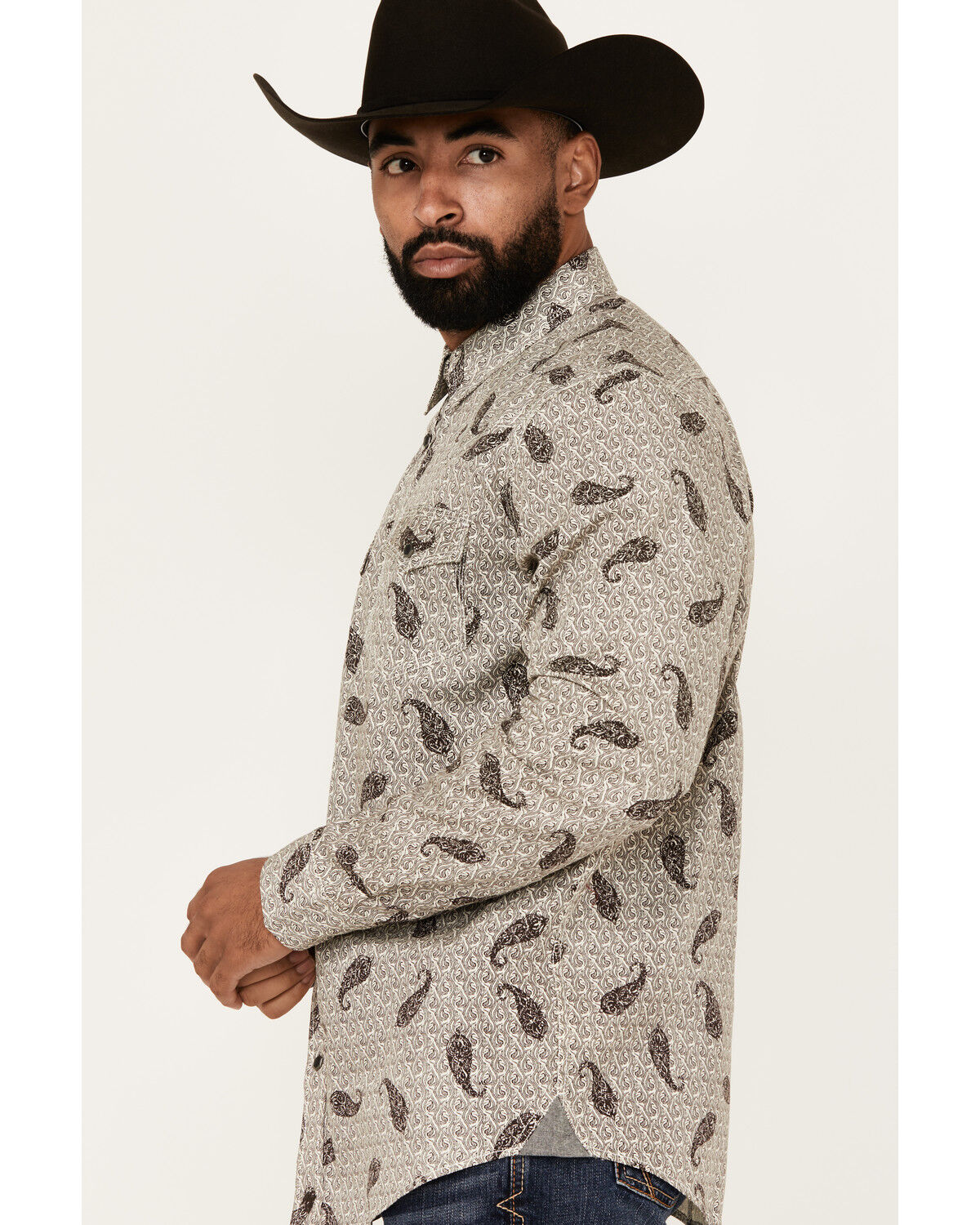 Image #2 - Moonshine Spirit Men's Tattoo Paisley Print Long Sleeve Snap Western Shirt, White, hi-res