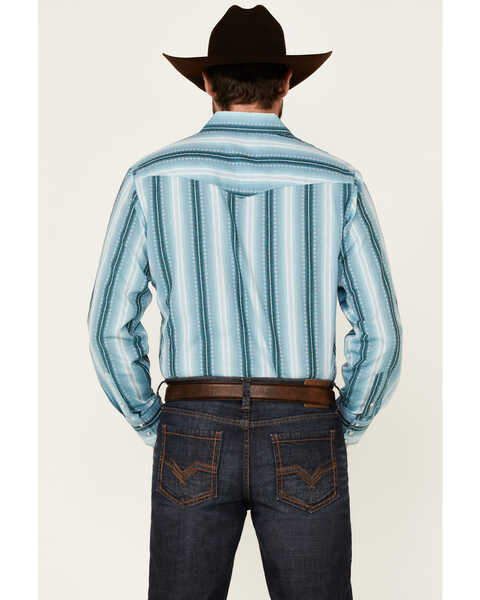Image #4 - Roper Men's Aqua Ombre Dobby Stripe Long Sleeve Pearl Snap Western Shirt , Blue, hi-res
