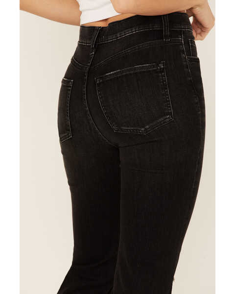 Sneak Peek Women's Distressed Knee Bootcut Jeans, Black, hi-res