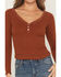 Image #3 - Wild Moss Women's Lace Long Sleeve Top, Brown, hi-res