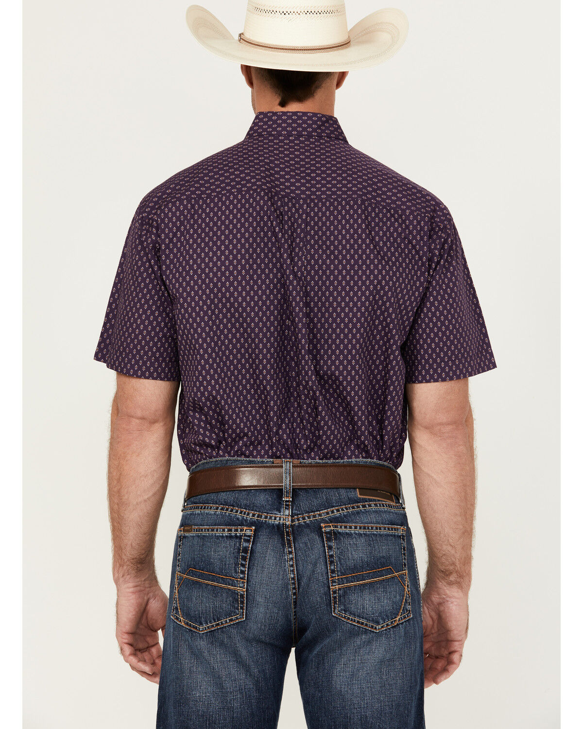 Image #4 - Cinch Men's Geo Print Short Sleeve Button-Down Western Shirt, Purple, hi-res