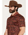 Image #2 - RANK 45&reg; Men's Tonal Southwestern Print Short Sleeve Button-Down Polo, Heather Red, hi-res