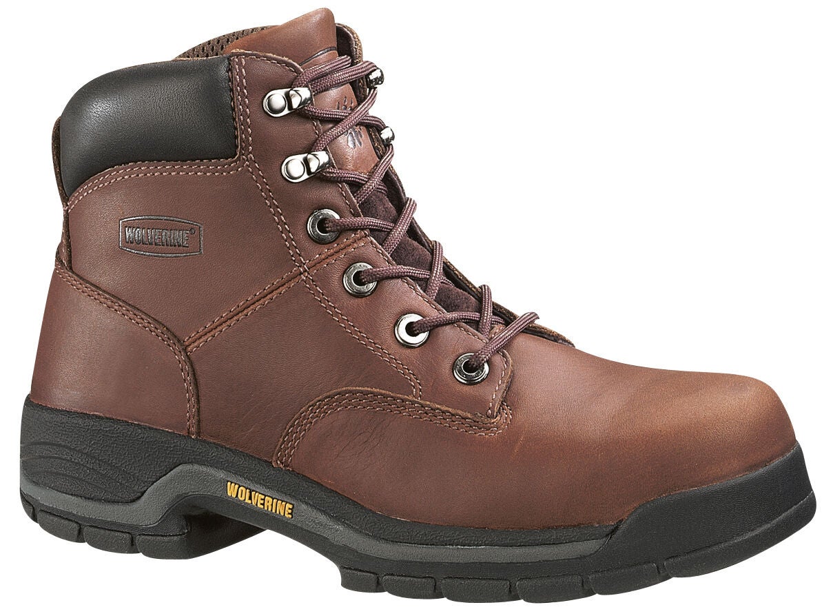 Wolverine Men's Harrison Lace-Up 6" Work Boots - Soft Toe, Brown, hi-res