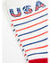 Image #2 - RANK 45® Girls' Striped USA Crew Socks, Red/white/blue, hi-res