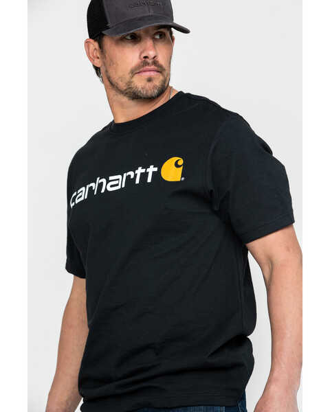Carhartt Men's Signature Logo Graphic Short Sleeve Work T-Shirt , Black, hi-res