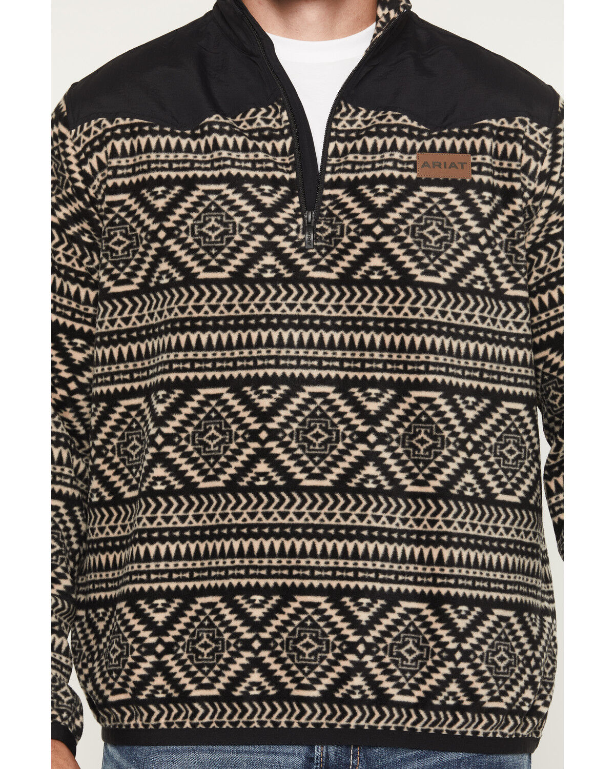 Image #4 - Ariat Men's Basis Southwest 1/4 Zip-Up Fleece Pullover, Black, hi-res