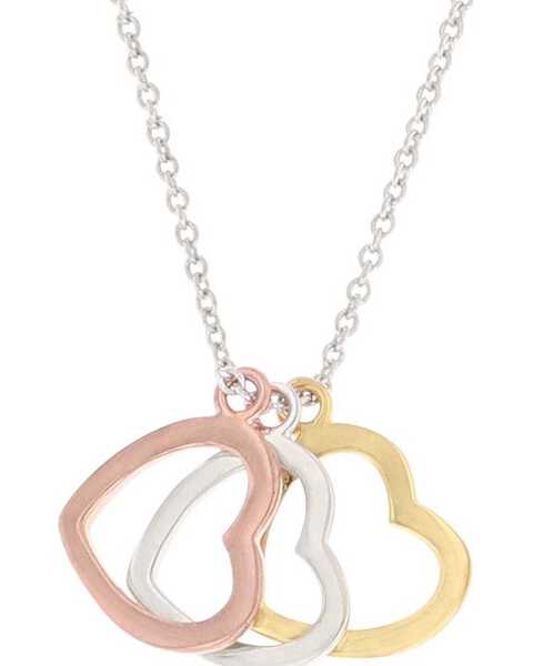 Image #2 - Montana Silversmiths Women's Trio Heart Shadow Charm Necklace, Silver, hi-res