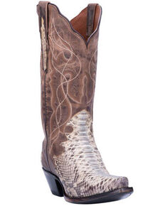 Dan Post Women's Wicked Exotic Snake Skin Western Boots - Snip Toe, Brown, hi-res