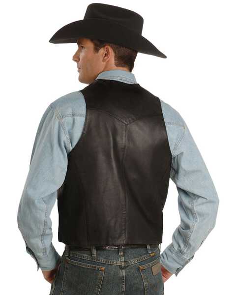Image #3 - Scully Men's Whipstitch Lamb Leather Vest, Black, hi-res