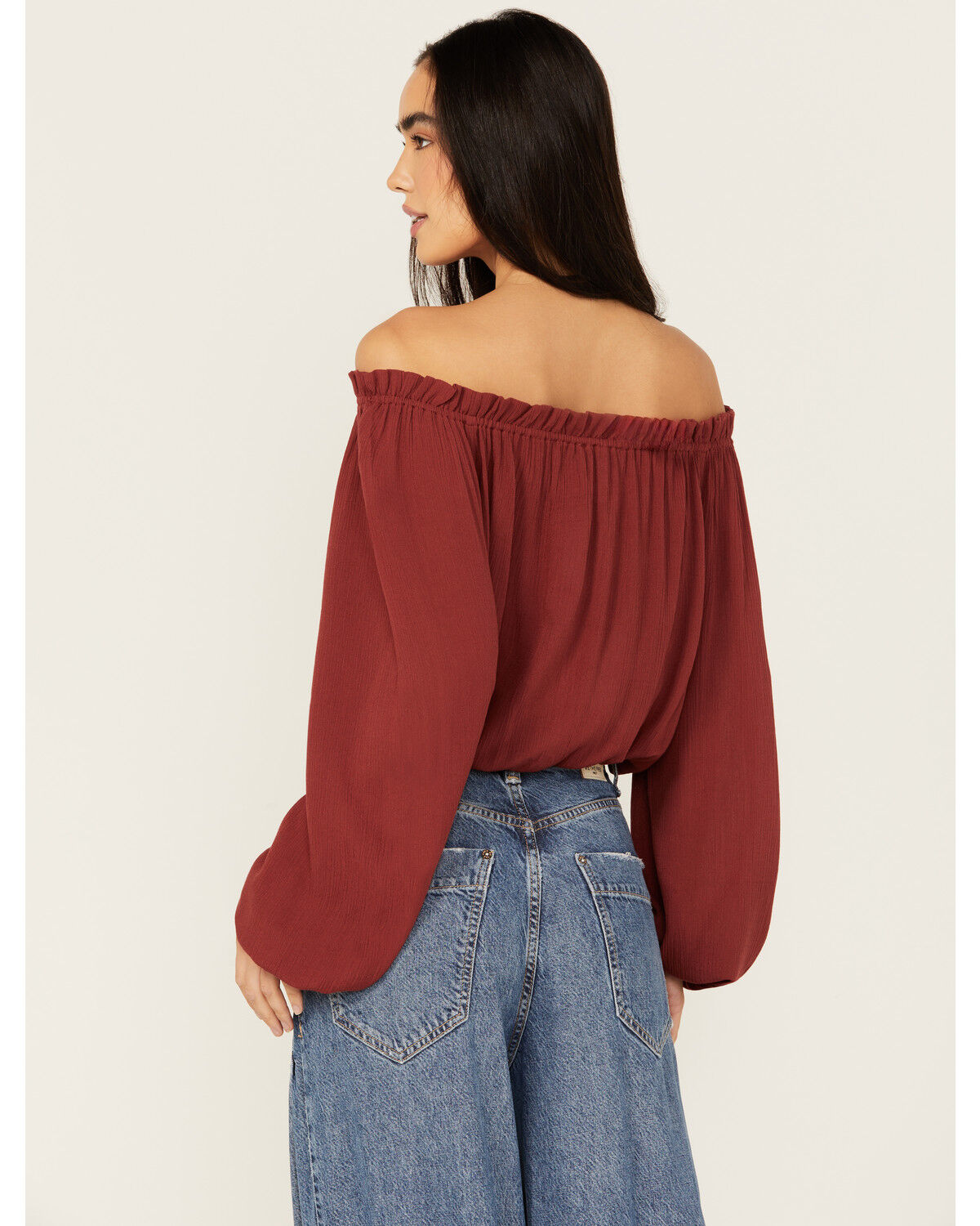 Image #4 - Tempted Women's Crochet Long Sleeve Top, Wine, hi-res