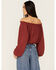 Image #4 - Tempted Women's Crochet Long Sleeve Top, Wine, hi-res