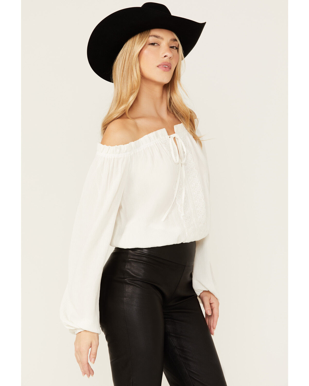 Image #2 - Tempted Women's Crochet Long Sleeve Top, Ivory, hi-res