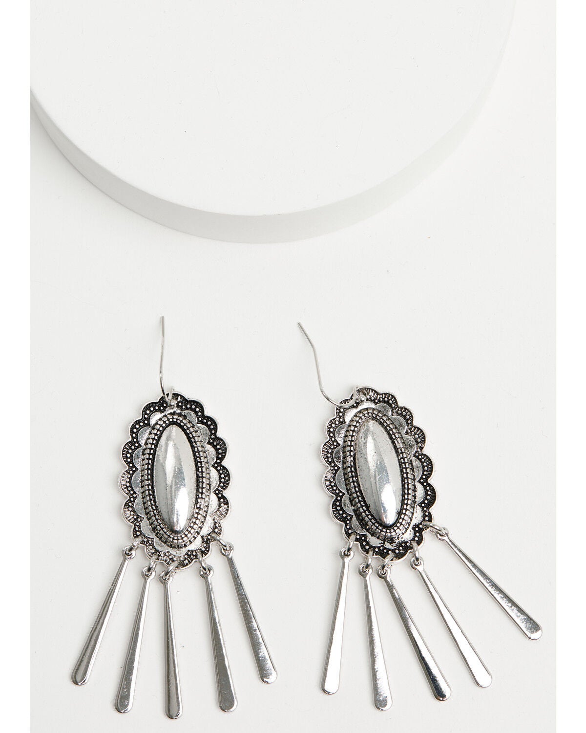 Shyanne Women's Concho Fringe Earrings, Silver, hi-res