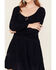 Image #3 - Jolt Women's Lace Trim Long Sleeve Tiered Mini Dress, Navy, hi-res