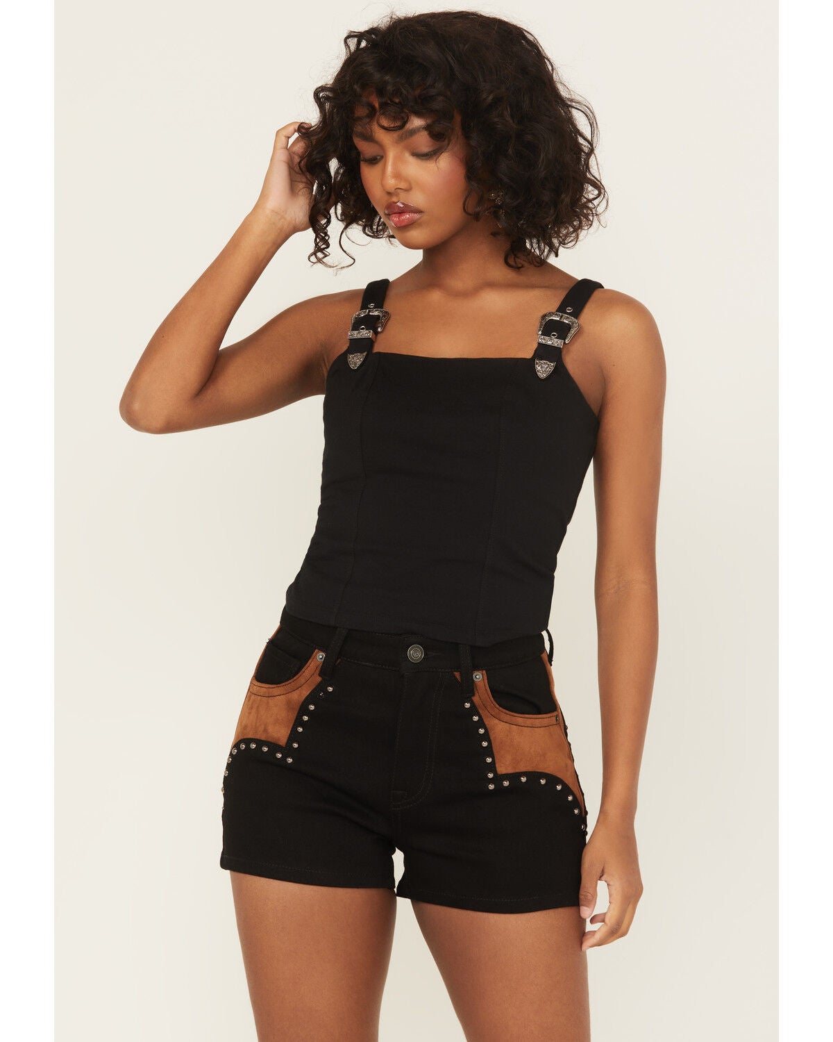 Rock & Roll Denim Women's Buckle Tank Top, Black, hi-res