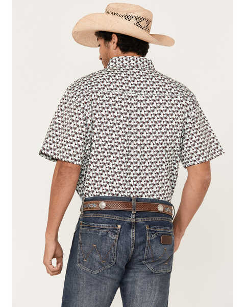 Image #4 - RANK 45® Men's Angus Geo Print Short Sleeve Button-Down Stretch Western Shirt, Aqua, hi-res