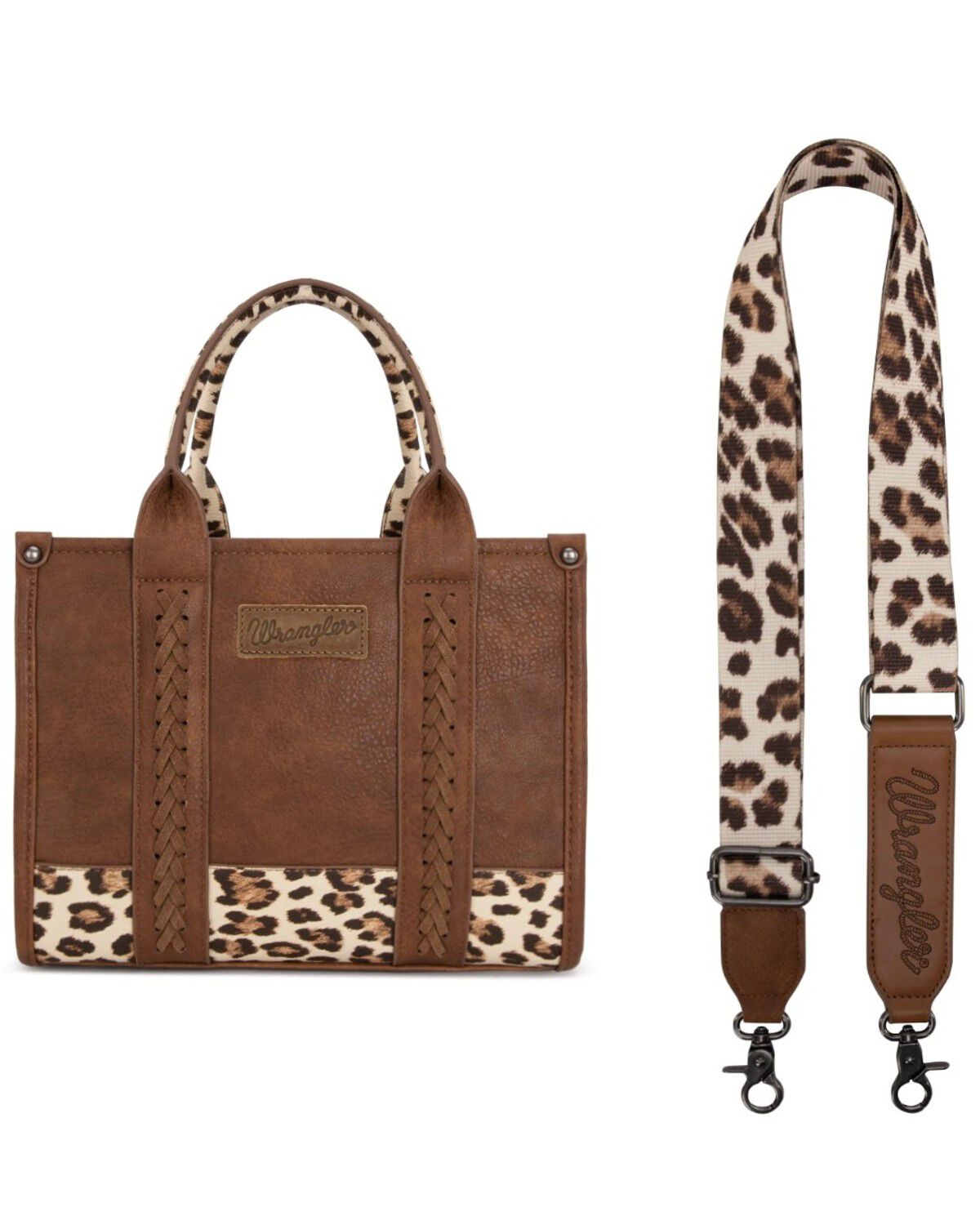 Image #3 - Wrangler Women's Leopard Print Concealed Carry Crossbody Bag, Brown, hi-res