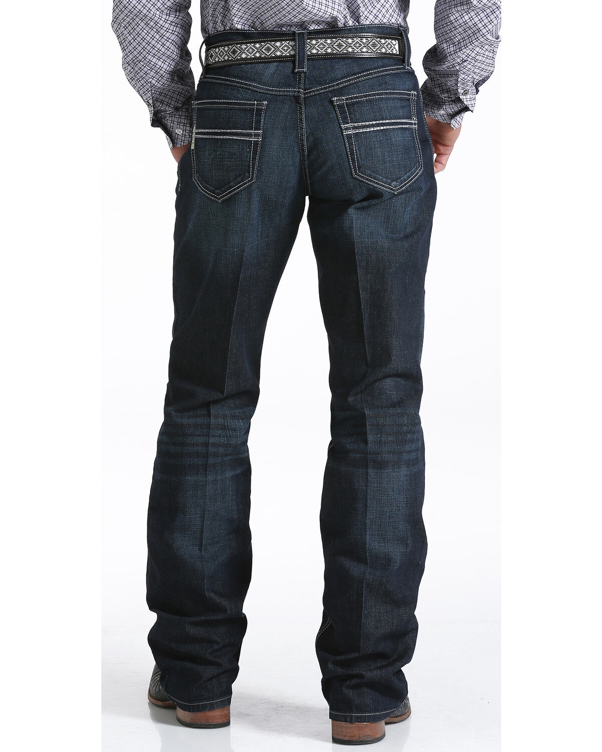 Image #1 - Cinch Men's Carter 2.4 Dark Wash Mid Rise Relaxed Bootcut Performance Jeans, , hi-res