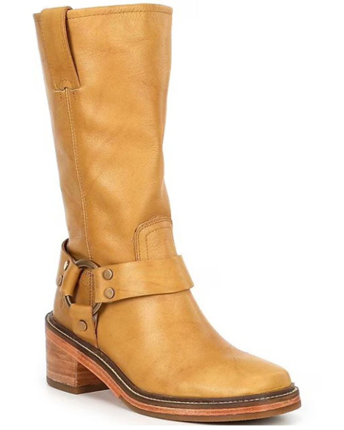 Image #1 - Frye Women's Kate Harness Boots - Square Toe, Mustard, hi-res