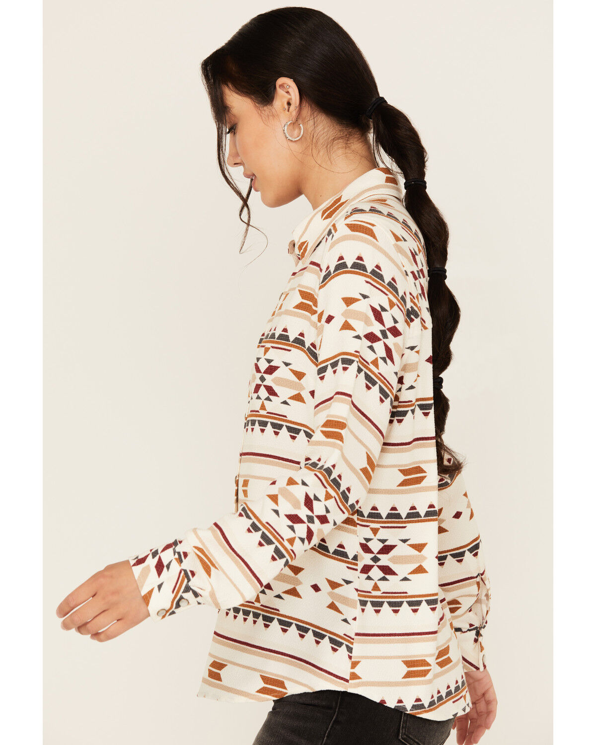 Image #2 - Idyllwind Women's Maplegrove Southwestern Print Long Sleeve Western Shirt, Ivory, hi-res