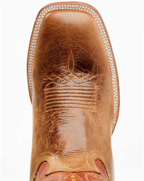 Image #6 - Cody James Men's Upper Two-Tone Leather Western Boots - Broad Square Toe , Orange, hi-res
