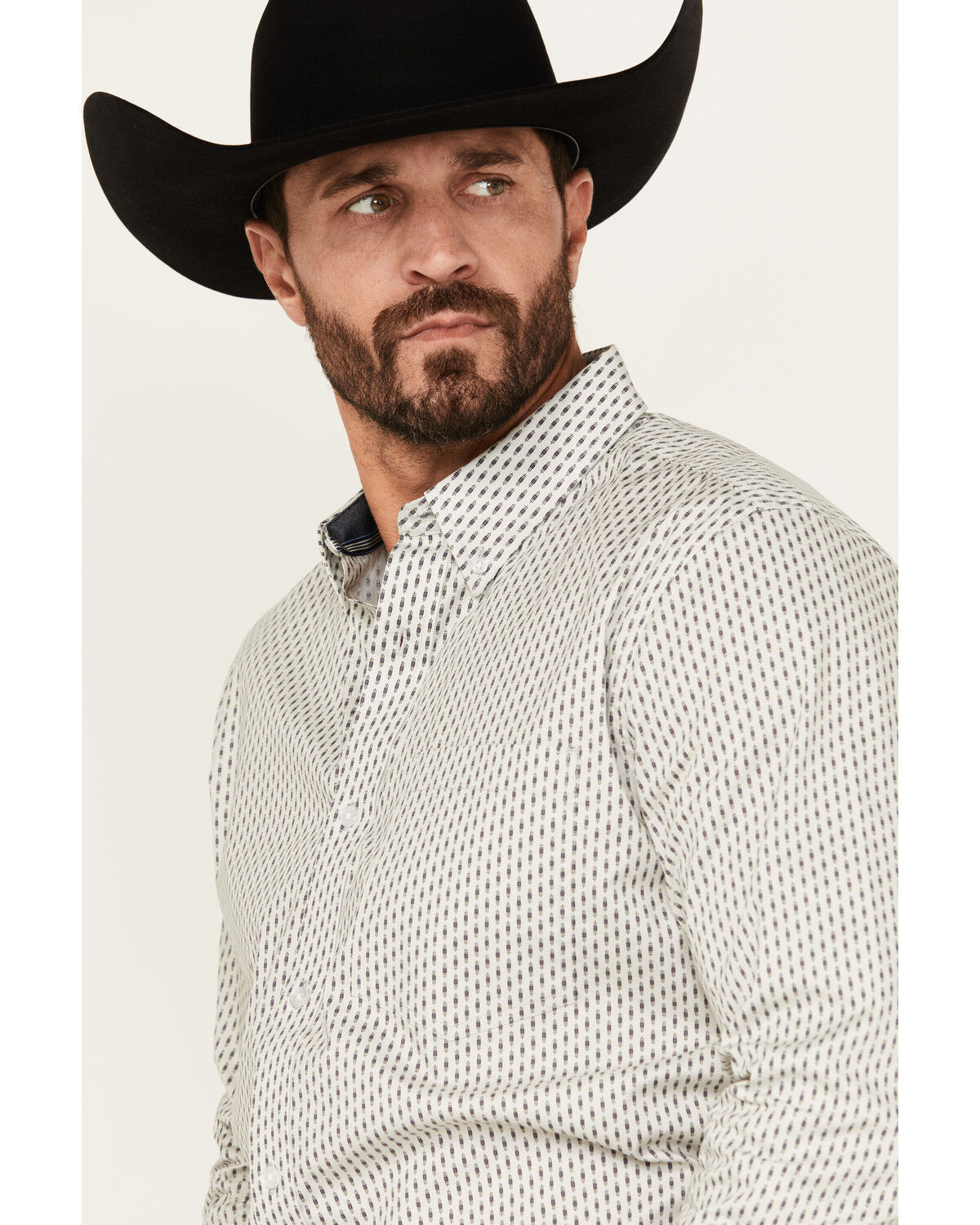Image #2 - Cody James Men's Stirling Geo Print Long Sleeve Button-Down Stretch Western Shirt - Tall, White, hi-res