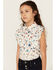Image #2 - Shyanne Girls' Pine Haven Printed Sleeveless Snap Western Shirt , Cream, hi-res