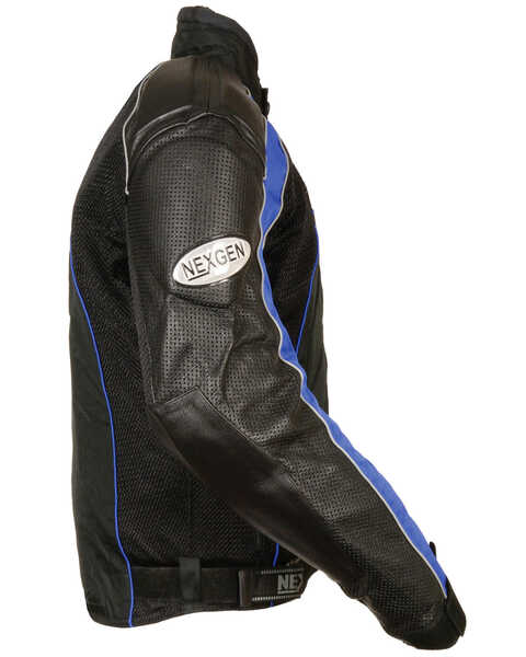 Image #2 - Milwaukee Leather Men's Combo Leather Textile Mesh Racer Jacket - 4X, Black/blue, hi-res