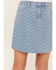 Image #2 - Hayden Girls' Herringbone Textured Denim Skirt, Blue, hi-res