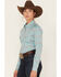 Image #2 - Rough Stock by Panhandle Women's Long Sleeve Pearl Snap Western Shirt, Turquoise, hi-res