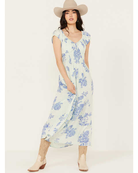Image #1 - Free People Women's Floral Forget Me Not Midi Dress, , hi-res
