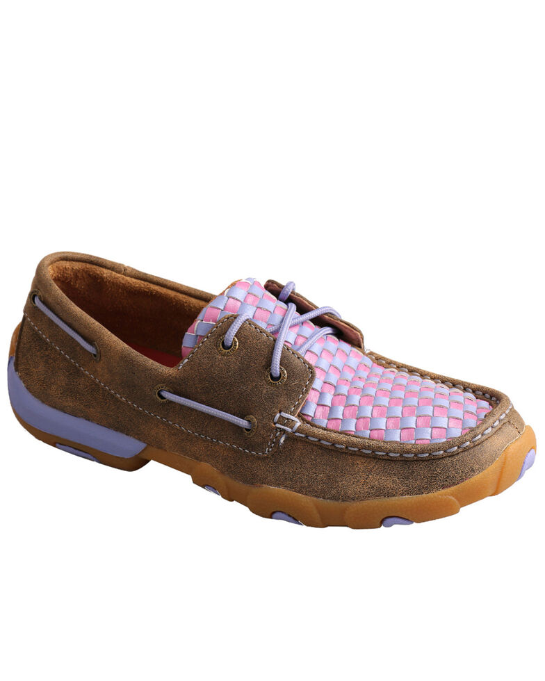 Twisted X Women's Woven Purple Boat Shoes - Moc Toe, Multi, hi-res