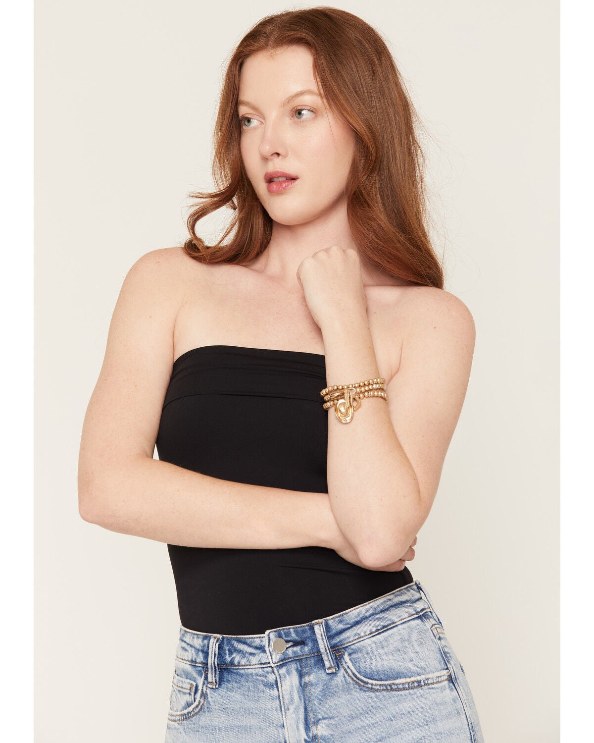 Image #1 - Lainey Wilson Women's Cowboy Hat Charm Stretch Bracelet Set - 3 Piece, Gold, hi-res