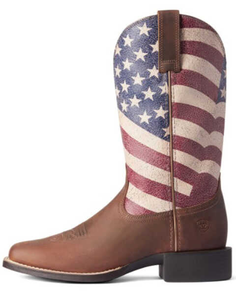 Image #2 - Ariat Women's Round Up Patriot Western Performance Boots - Square Toe, Brown, hi-res