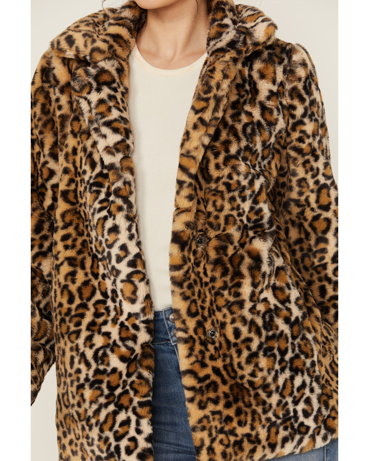 Image #3 - Shyanne Women's Leopard Print Faux Fur Jacket, Tan, hi-res